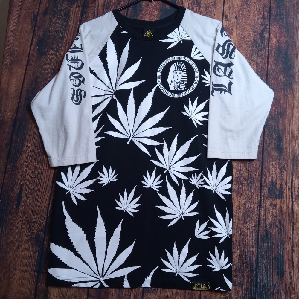 Last Kings Men's Short Sleeve Floral T-Shirt Size Medium Black/White